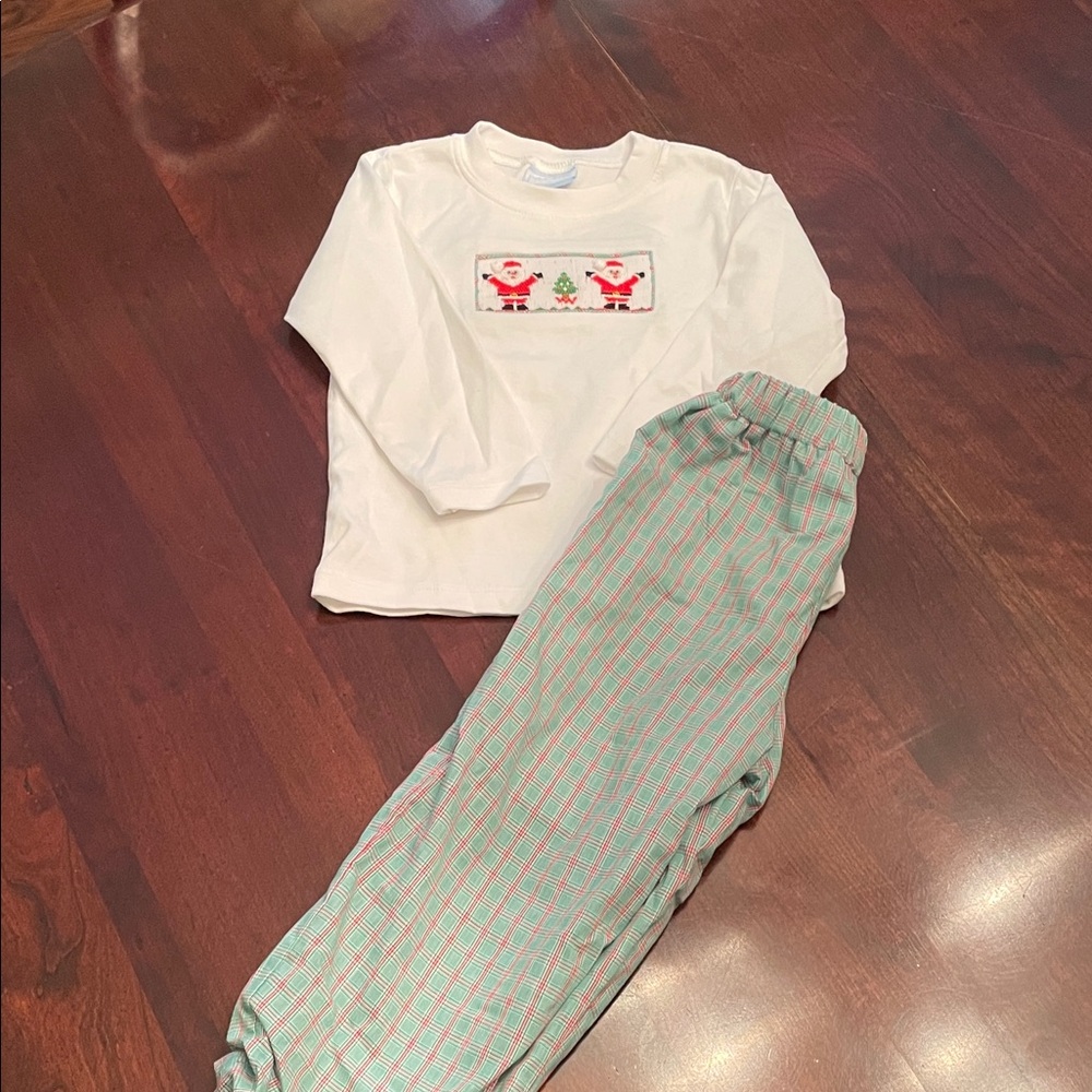 Kids Holiday Matching Set - White and Green